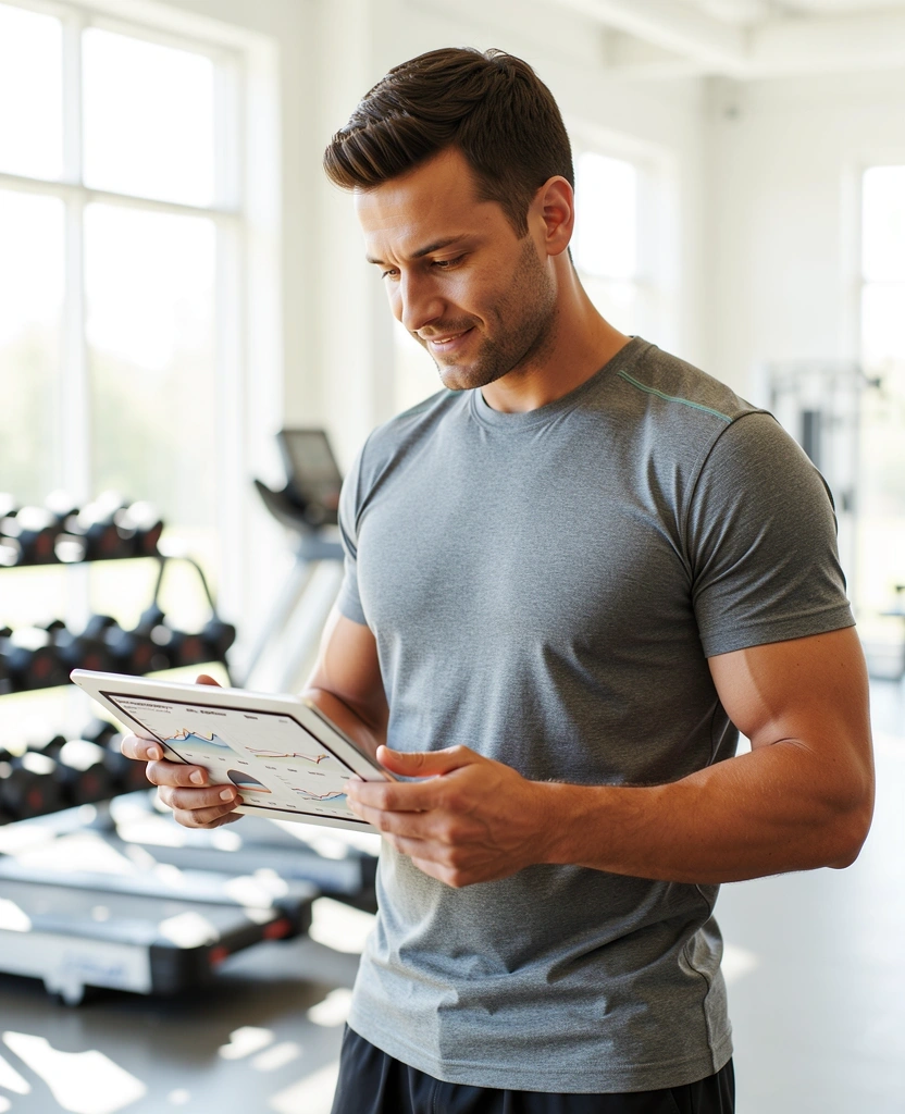 Abnehm-Trainer bei der Analyse
